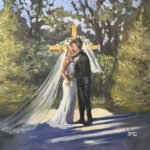 First Kiss Wedding Painting Scene