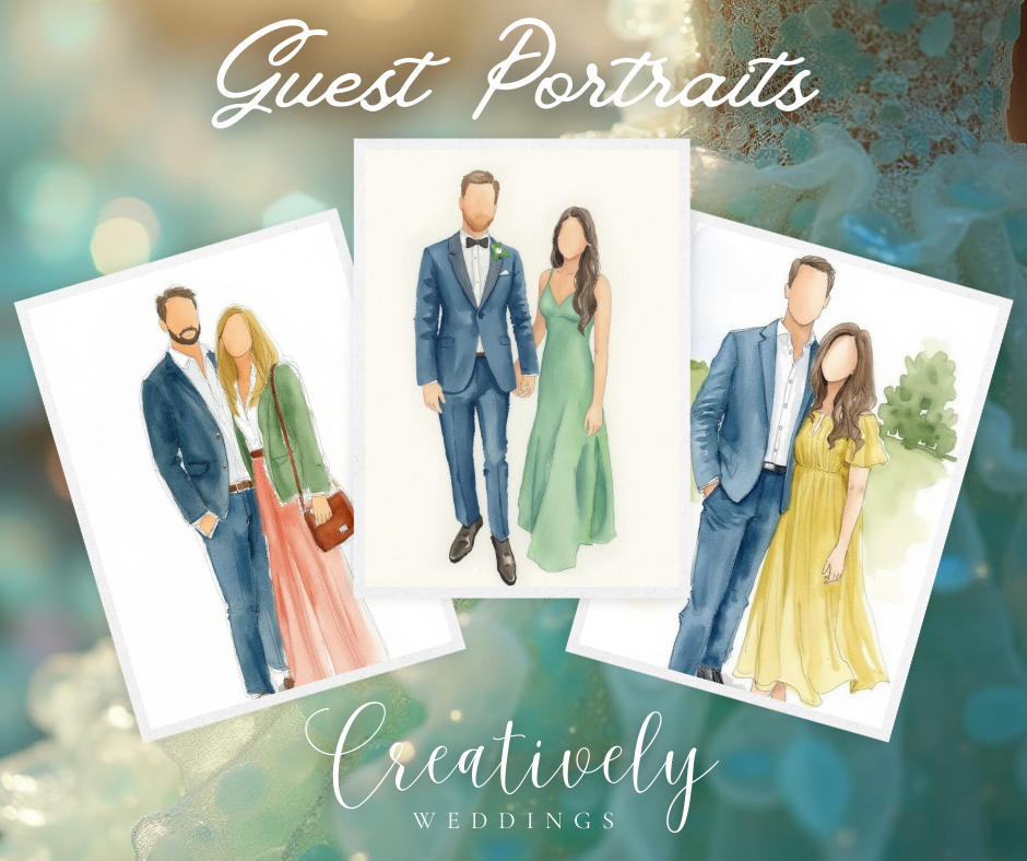 Watercolor Guest Portraits by Creatively Weddings