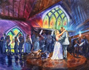 Stasha + Wyatt live wedding painting first dance scene