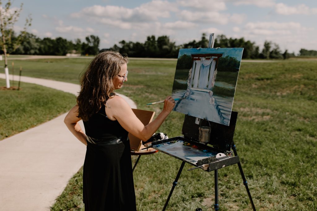 Shanna Cramer, live wedding painting outdoor wedding